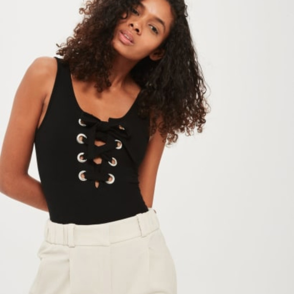 Topshop Tops - Topshop tie front bodysuit sz 2